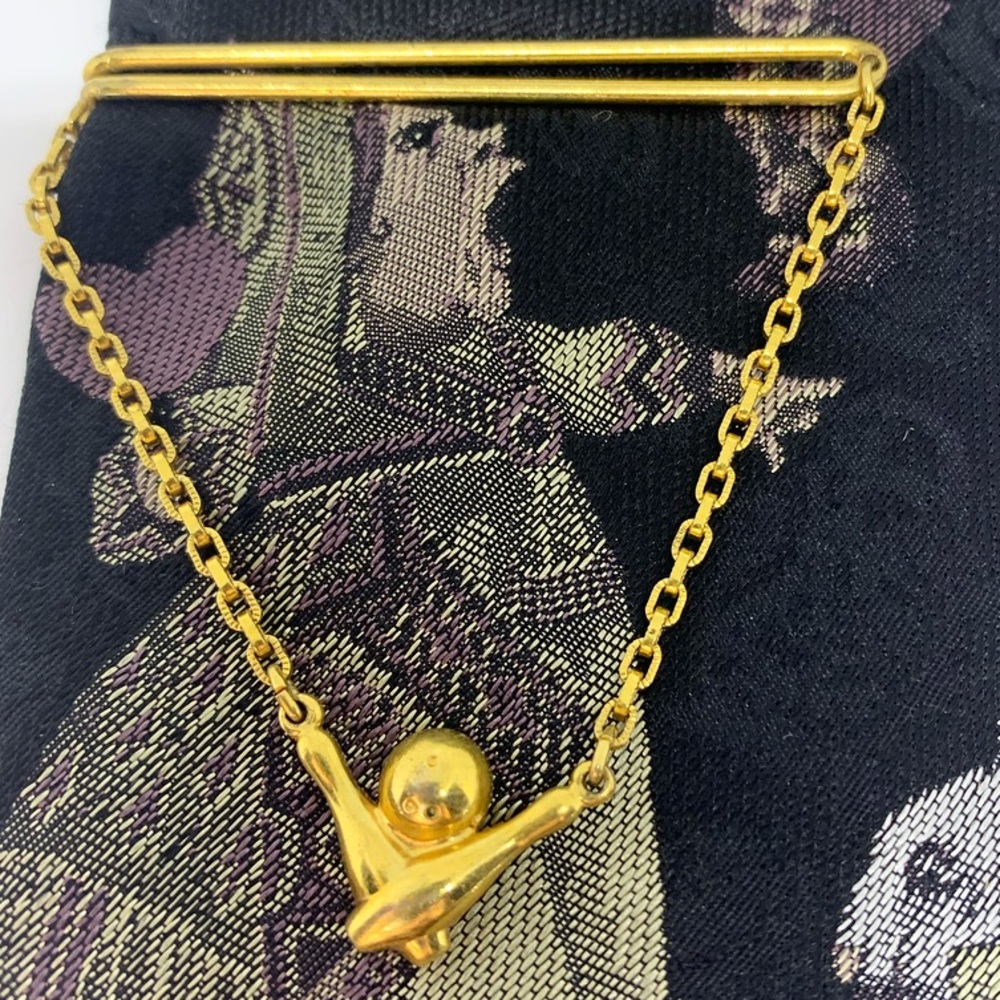 Swank Vintage Gold Bowling Ball & Pins Tie Bar